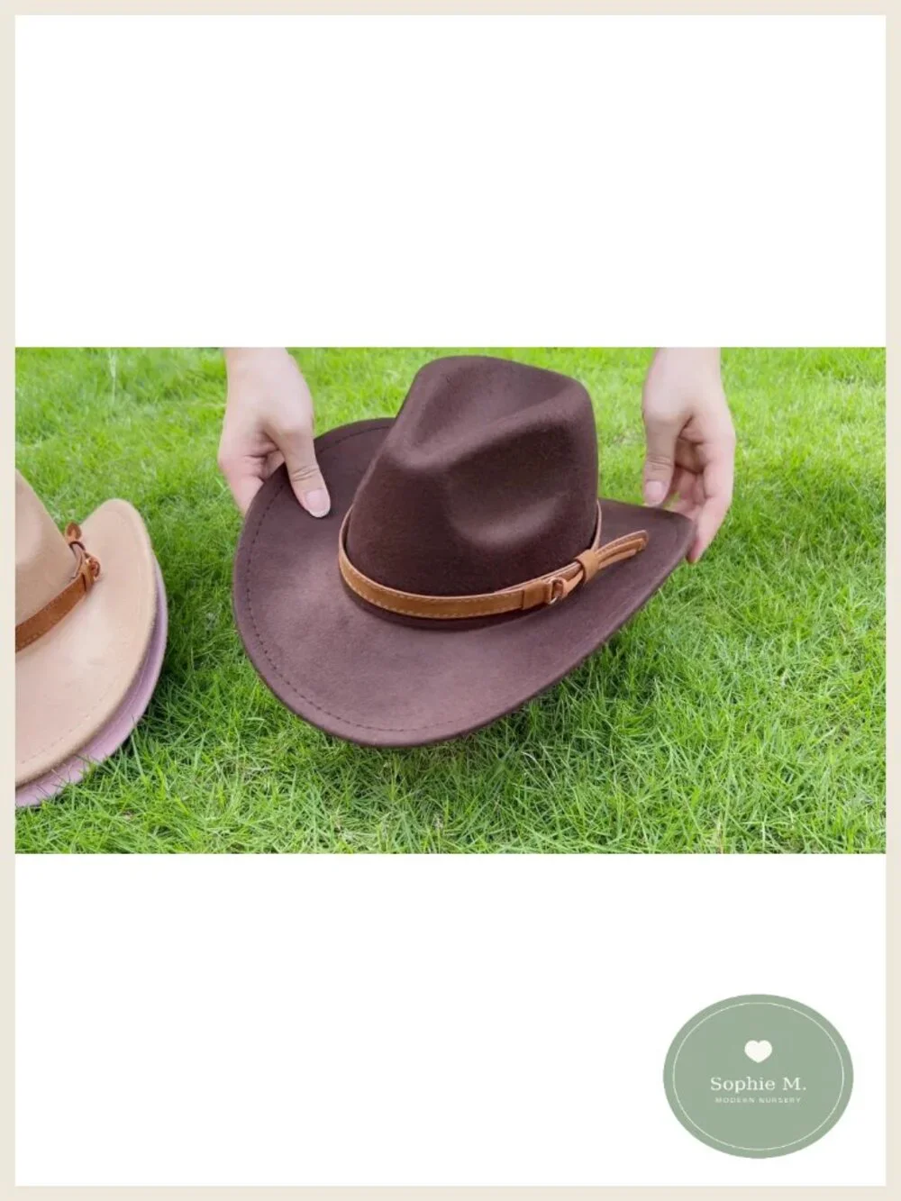 Kids Cowboy Hat with Leather Hatband - Wide Brim Western Sun Hat